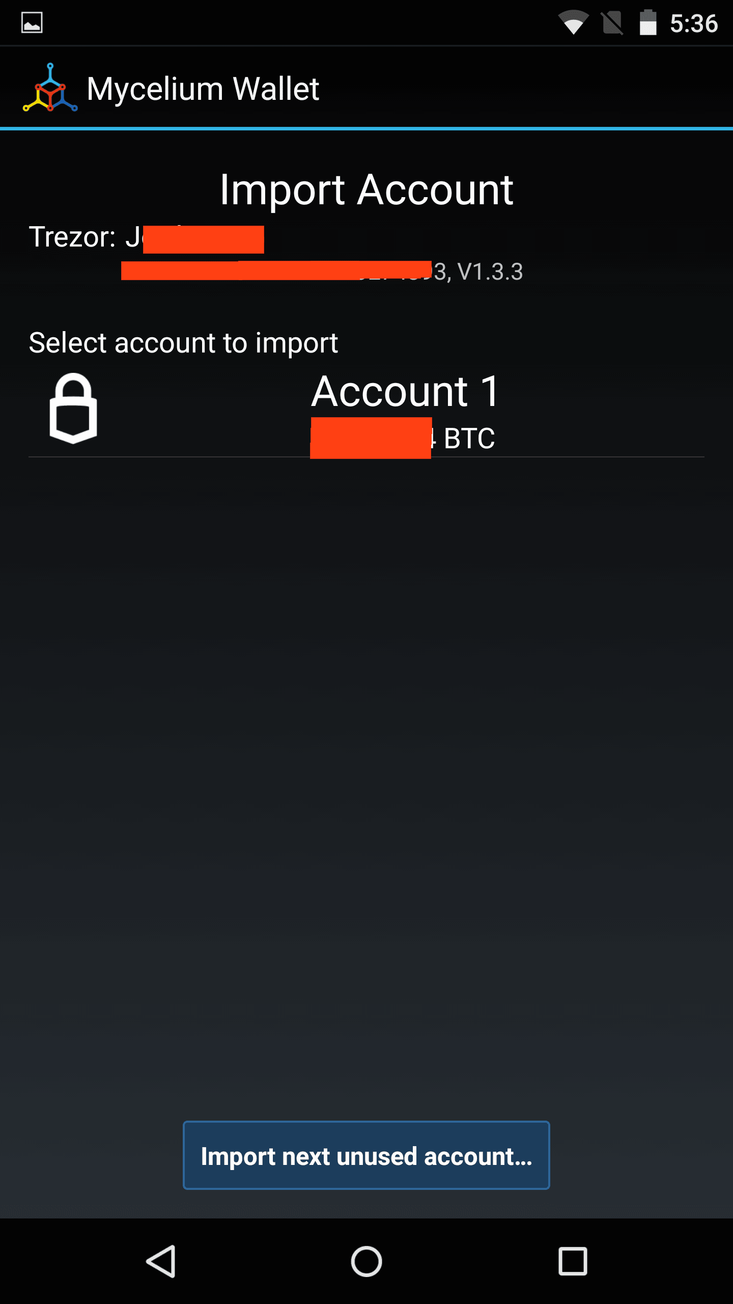 accounts trezor mycelium